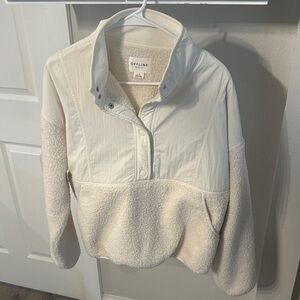 Aerie Off-White Fleece Jacket
